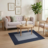 Navy Blue Border Woven Area Rug