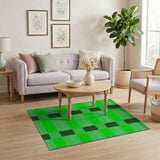 Green Black Buffalo Check Woven Rug