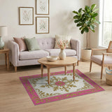 Ornate Pink Gold Floral Area Rug