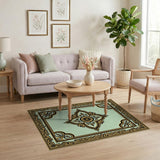 Ornate Mint Green Mandala Area Rug