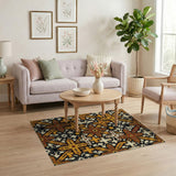Ornate Gold Cross Star Area Rug