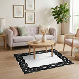 Black Braided Geometric Area Rug