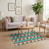 Teal Gingerbread Men Pattern Area Rug