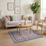 Pink Floral Persian Area Rug with Birds
