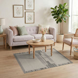 Modern Beige Grey Geometric Stripe Rug