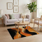 Orange Bold Orange Wave Abstract Area Rug