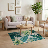 Green Monstera Leaf Lily Coastal Area Rug