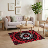 Bold Red Mandala Heritage Tribal Area Rug