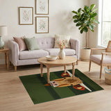 Green Highland Cow Head Green Area Rug