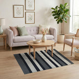 Black and White Black White Striped Textured Area Rug