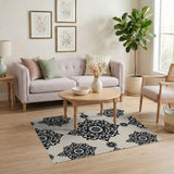 Elegant Black Mandala Persian Area Rug