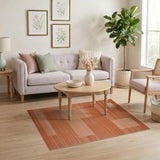 Modern Orange Geometric Block Stripe Rug