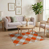 Vibrant Orange Diamond Check Area Rug