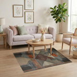 Abstract Geometric Grey Rust Area Rug