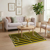 Yellow Black Striped Soccer Field Area Rug