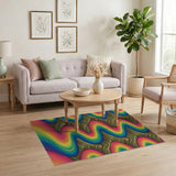 Multi-color and Patterns Vibrant Rainbow Waves Area Rug