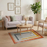 Sunset Orange Nested Frames Geometric Area Rug
