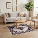 Ornate Red Medallion Border Area Rug