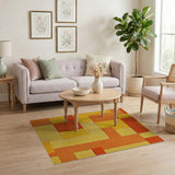 Vibrant Yellow Orange Geometric Shag Area Rug