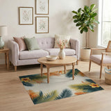 Coastal Palm Leaf Hibiscus Tropical Rug