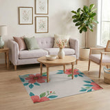 Pink Hibiscus Floral Corner Area Rug