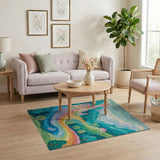 Enchanted Pink Castle Rainbow Valley Kids Rug