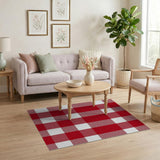 Red Gingham Checkered Area Rug