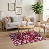 Red Intricate Red Persian Motif Area Rug