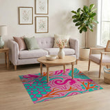 Vibrant Pink Seahorse Coral Area Rug