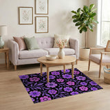 Vivid Purple Floral Pattern Area Rug