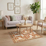 Distressed Orange Mosaic Area Rug