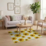 Vibrant Yellow Sunflower Scatter Area Rug