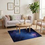 Blue and Teal Starry Nebula Galaxy Area Rug