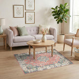 Pink Distressed Vintage Medallion Rug