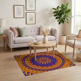 Vibrant Orange Mandala Persian Area Rug