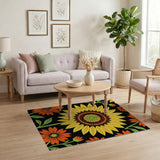 Vibrant Sunflower Area Rug in Yellow Orange