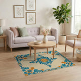 Teal Orange Medallion Persian Area Rug