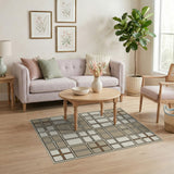 Beige Grid Cross Patchwork Area Rug