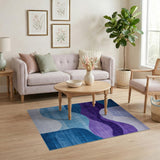 Abstract Wave Area Rug in Blue Purple