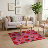 Retro Pixel Strawberry Area Rug