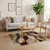 Abstract Curved Geometric Modern Area Rug