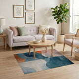 Layered Waves Abstract Area Rug