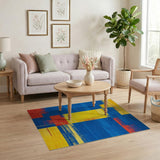 Bold Blue Yellow Red Geometric Area Rug