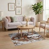Majestic Deer Head with Antlers and Leaves Rug