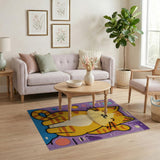 Playful Waving Orange Cat Tufted Area Rug