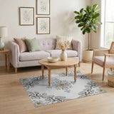 Ornate Blue Teal Floral Medallion Rug