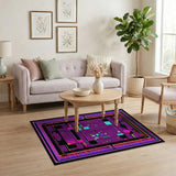 Neon Purple Geometric Grid Area Rug