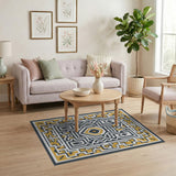 Gold Geometric Modern Area Rug