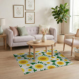 Yellow Sunflower Daisy Floral Area Rug