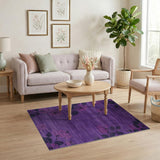 Purple Floral Striped Area Rug